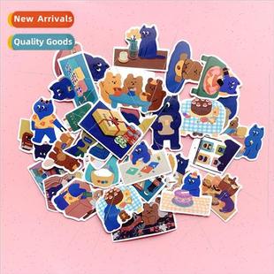 cute press Korea roll morning handbook cat blue ins pack