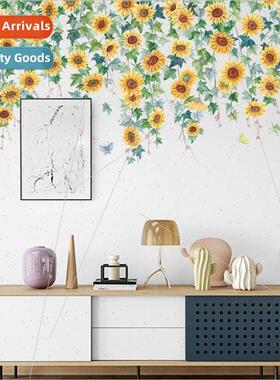 Sunflower top corner line decorative stickers bedroom sofa b