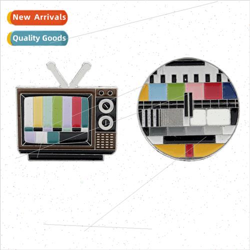 Jewelry Old TV Enamel Pin TV Channel No gnal Rainbow Color S