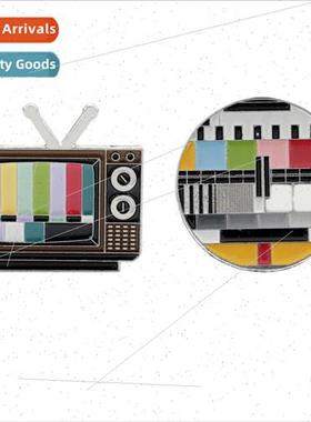 Jewelry Old TV Enamel Pin TV Channel No gnal Rainbow Color S