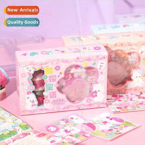 Flower letter coo card set Cute wind bear rabbit creative st