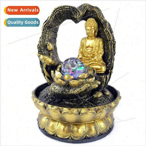 Resin Fountain Crafts Creative Chinese Gold Buddha Statue Fl