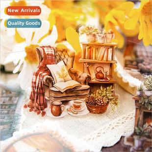 Warm cabin hemp collage goo flow card retro PET series