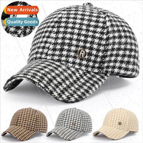 Womens new hat female duck tongue cap thousand bird grid thi