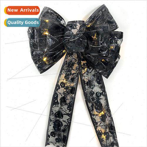 New Halloween decorative transparent mesh hot gold bow ghost