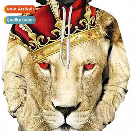 3D on King Printed Hooded Pocket Pullover Sweatshirt Mens Ho