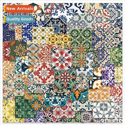 62 pcs of retro colorful flower brick stickers luggage lapto