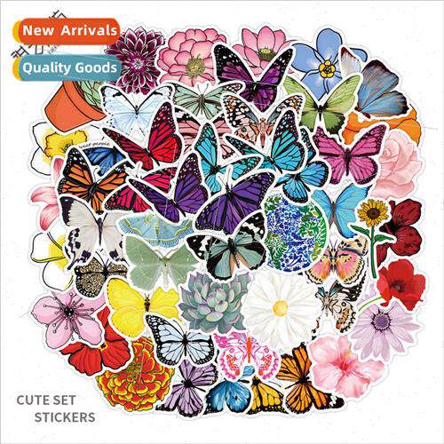 100 cartoon flowers and butterflies doodle stickers laptop p