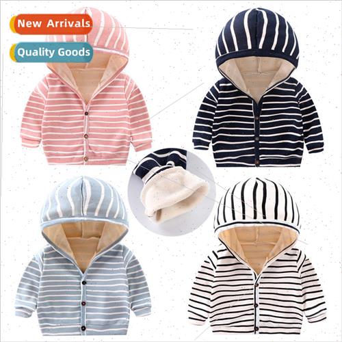 New childrens sweater hooded cardigan warm baby top 2022 spr