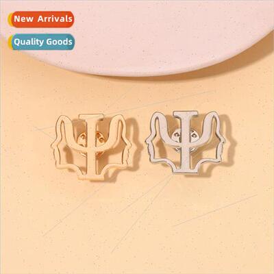 Psychology Symbol Marker Alphabet Clasp Minimalist Brooch Pr