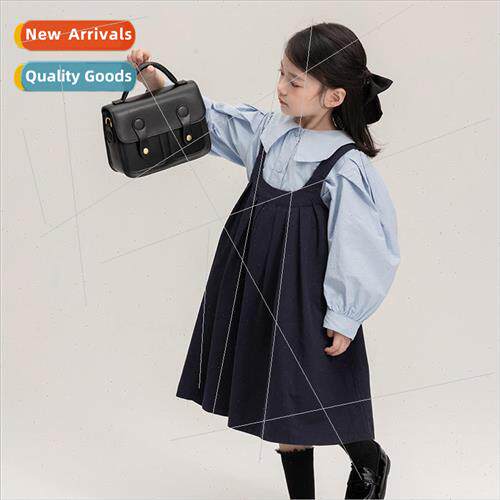 Girls 2023 fall new Korean skirt suit design  bubble sleeve