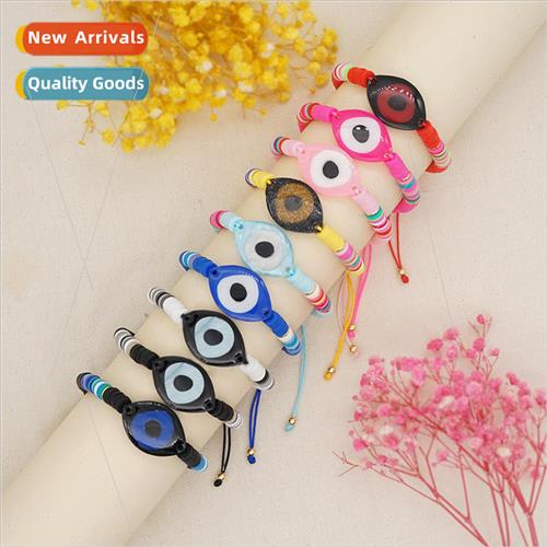Ethnic  retro color blocking resin eyes 6mm mixed color soft