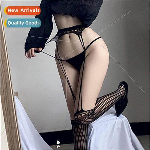 Black silk jk garter open gear fishing net stockings flower