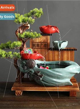 Ceramic flowing fountain ornament atomized humidifier feng s