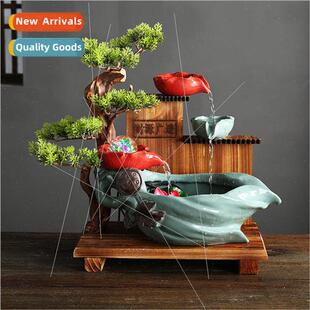 Ceramic flowing fountain ornament atomized humidifier feng s