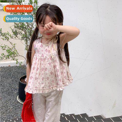 Korea girls summer dress 适用eign- suit new childrens retro