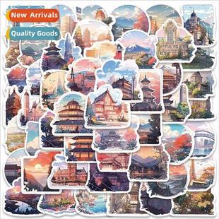 landscape anime luggage stickers cartoon ins graffiti