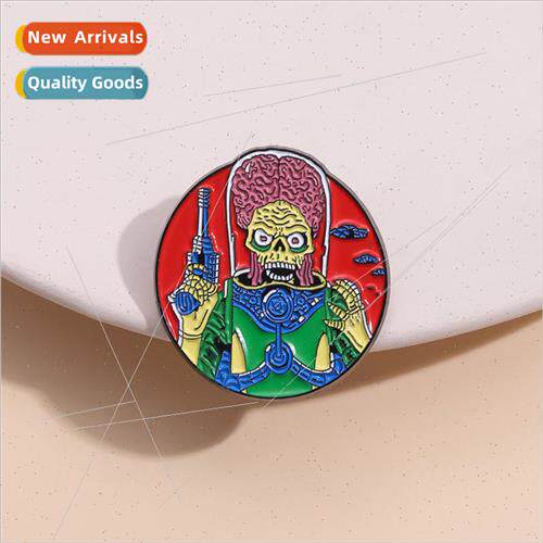 Red Alien Series Brooch Martians Playing on Earth Sci-Fi Mov