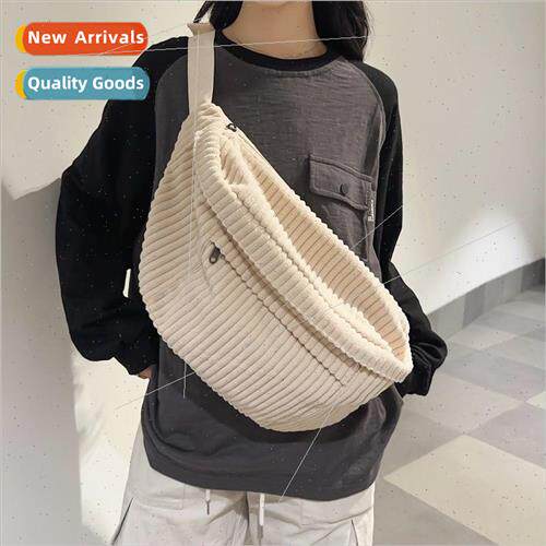 Striped Velvet Shoulder Crossbody Bag New mple Large Capacit