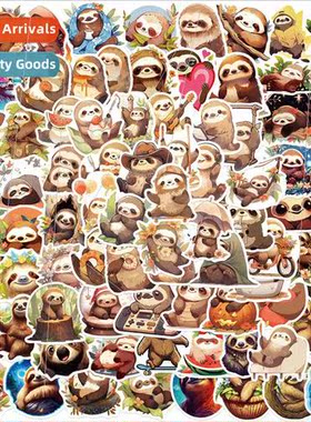 100 cartoon sloth graffiti stickers decorative guitar notebo