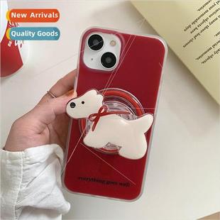 适用 15Pr Magnetic Case iPhone Holder Puppy Bow Red Niche