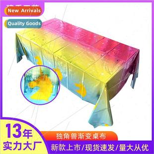 disposable Party gradient unicorn wate tablecloth