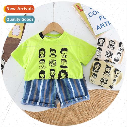 Boys short sleeve suit shirt striped Hong Kong  two-piece co