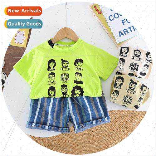 Boys short sleeve suit shirt striped Hong Kong  two-piece co