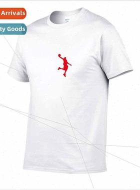 Round neck short sleeve red dunking villain nd printing summ