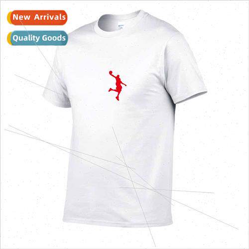 Round neck short sleeve red dunking villain nd printing summ