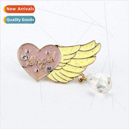 Japanese cute love angel wings crystal brooch pin pin sweet