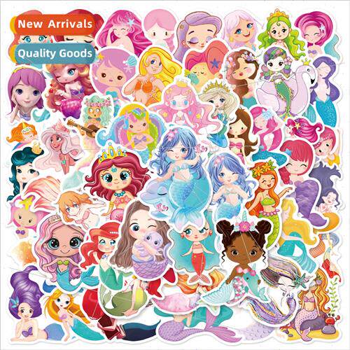 50 Cute Mermaid Doodle Stickers Party Decoration Bicycle Cup