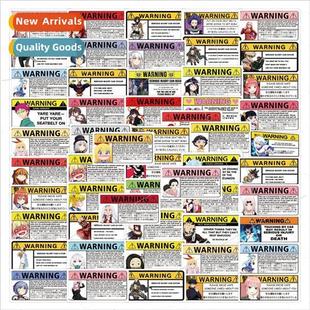 50 warning signs anime mixed stickers luggage scooter helmet