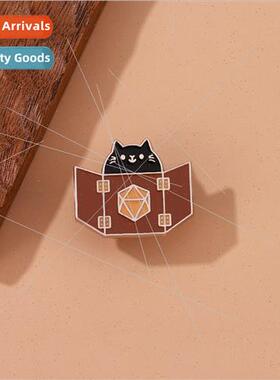 Cute Black Cat Brooch Medallion Book Game Critter Dice Bag D