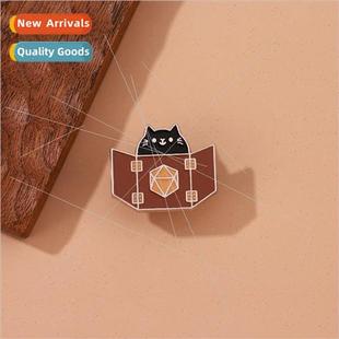 Game Cat Bag Dice Critter Book Medallion Brooch Black Cute