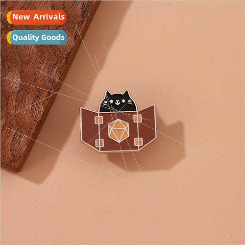 Cute Black Cat Brooch Medallion Book Game Critter Dice Bag D