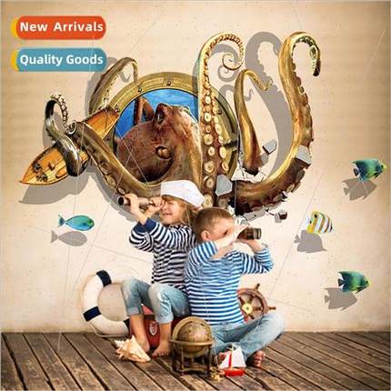 XL8311 deep sea octopus 3D wall stickers bedroom living room