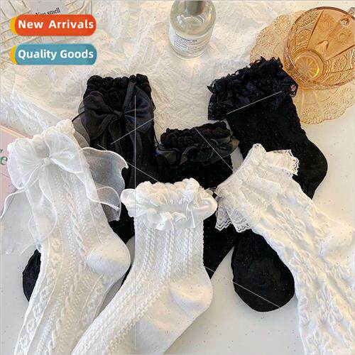 White lolita lace bow cute Japanese lace princess fairy sock