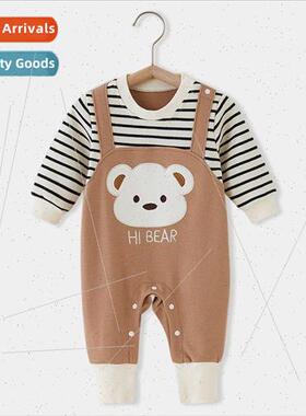 Baby onesie spring and fall cotton hajacket crawling suit ne