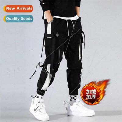 Drawstring work pants mens fall and winter students padded t