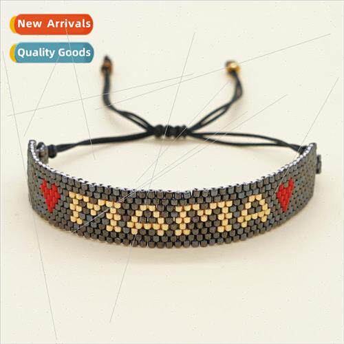 ins niche design simple MAMA letters handmade beaded rice be