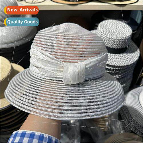 French retro organza silver silk fisherman hat female Englan