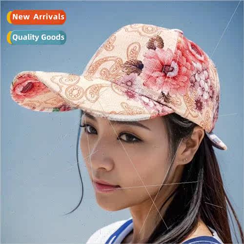 Spring and summer ethnic wind floral baseball cap female Cru