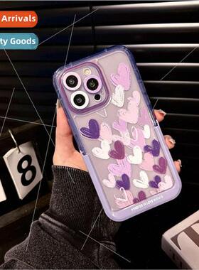 Korean  ins purple oil painting love iPhone 13 invisible sta