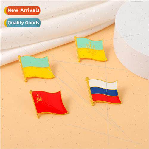 适用eign Flag Red Metal Badge Colorful Flag Three Bar Pin Un