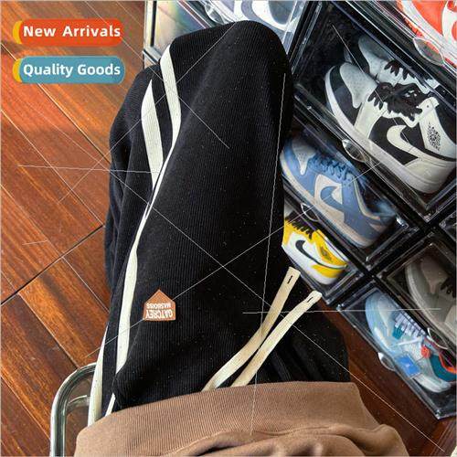 Corduroy sweat pants mens fall and winter ins loose drawstri