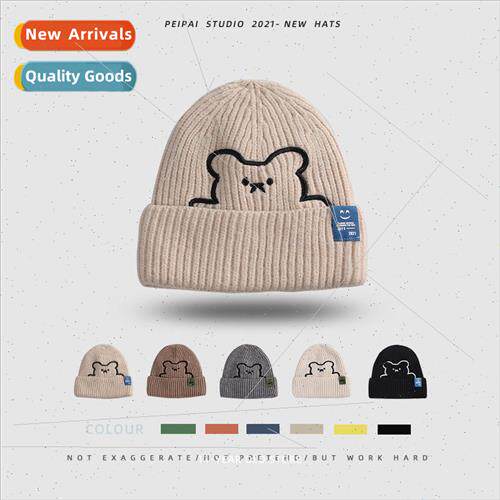 mple cute hat female winter new warm patch wool cap Korean n