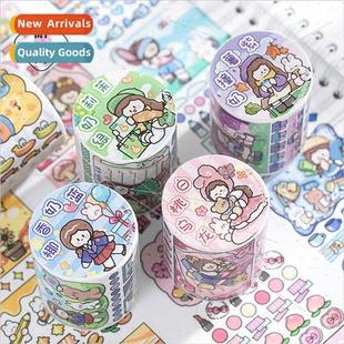 oil washi tape Ago colorful daily series cartoon girl handbo