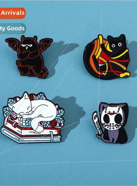 Cartoon creative personality cat brooch cat playing wool bal