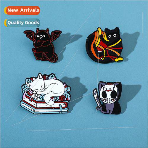Cartoon creative personality cat brooch cat playing wool bal
